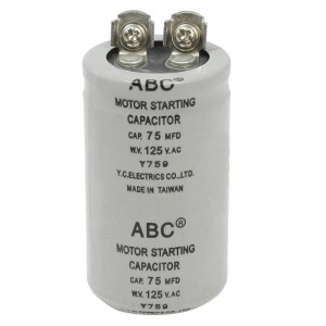 Capacitance Round Polypropylene Film Capacitor AC 125V 75UF 75MFD