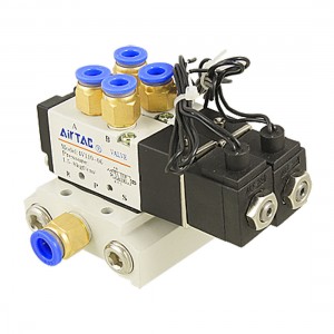 4V110 06 DC 24V 2 Position 5 Way 2 Solenoid Valve Connected Base Muffler