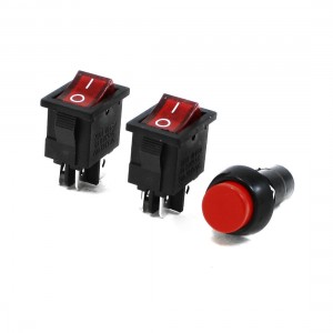 6A 250VAC 10A 125VAC 4 Pin DPST I/O ON/OFF Rocker Switch 2 Pcs w Buttonswitch