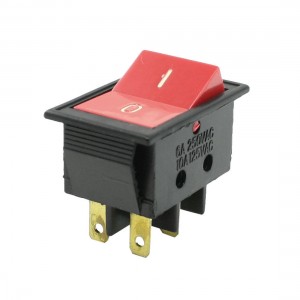 AC 250V/6A 125V/10A 4 Pins DPDT I/O Red Button Snap in Boat Rocker Switch
