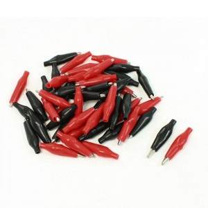 Black Red 30mm Long Metal Alligator Clips Test Leads 50 Pcs