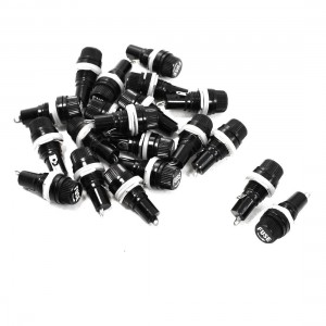 20 Pcs Panel Mounting 5 x 20mm Fuse Holder w Locking Nut Black