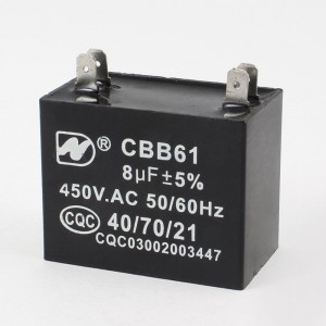 CBB61 450VAC 8uF 50/60Hz 4 Pins Air Conditioner Machine Capacitor
