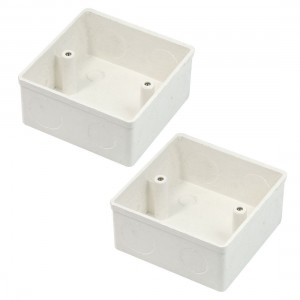 2 Pcs 86x86x40mm White PVC Flush-Type Wall Mounted Single Gang Junction Box