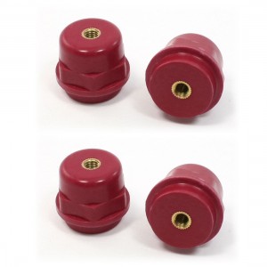 4 Pcs Red Brass Thread 1" Height Busbar Enhanced Insulator Supporter
