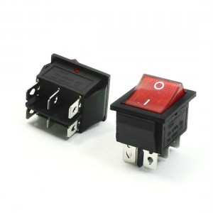 AC 16A/250V 20A/125V 6P DPDT ON/OFF Panel Mount Red Indicator Rocker Switch Pair