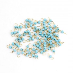 100 Pcs Light Blue Ceramic Bead Gold Plated Copper PCB Test Pin Terminals