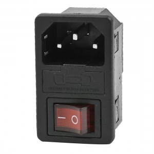 Plastic Housing IEC320 C14 Inlet I/O Button Power Socket AC 250V 10A