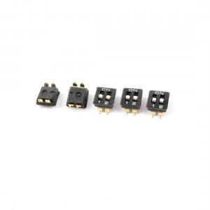 5PCS Black 2.54mm Pitch Double Row 4 Pin 2 Position Way SMD DIP Switch