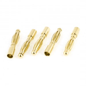 5 Pieces Gold Tone Metal RC Banana Bullet Plug Connector Male 2mm