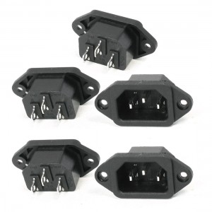 5 Pcs AC-04 3 Terminals C14 Inlet Male Power Plug 10A AC 250V