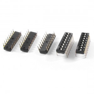 5 Pcs 8 Positions 16 Pin Terminals Slide Type DIP Switches Black