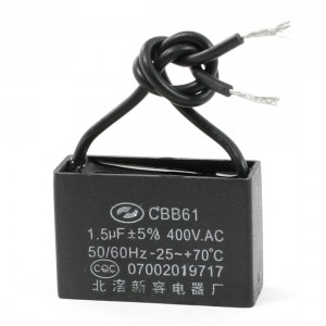 CBB61 Type AC 400V 1.5uF Wired Polypropylene Film Motor Capacitor