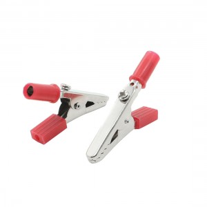 2 Pcs Insulating Alligator Clips Test Lead Crocodile Clamps Red 2.2"