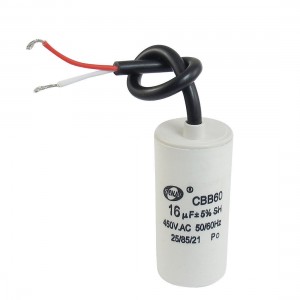 CBB60 AC 450V 16uF Cylinder Shape Non Polar Motor Capacitor