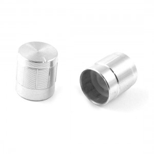 14mm x 16mm Aluminum Silver Tone Potentiometer Knobs 5 Pcs