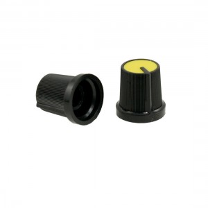 5 Pcs 12mm Top Dia Black Yellow Plastic Knobs for Potentiometer Pot