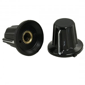 5 Pcs 6mm Shaft Insert Dia Potentiometer Control Rotary Knobs Black