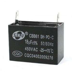 AC 450VAC 18uF 2 Pins Air Conditioner Motor Capacitor Black