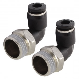 Elbow Design 6mm Hole 3 8" PT Threaded Pneumatic Quick Joint Connector 2 Pcs