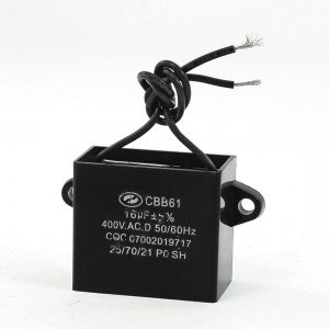 AC 400V 16uF Wired Polypropylene Film CBB61 Model Motor Run Capacitor