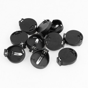 10pcs Black Round Button Battery Holder Case for CR2032 2016 2025