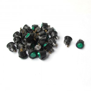 30x AC 250V/6A 125V/10A 3 Pin SPST ON/OFF Green Light Snap In Boat Rocker Switch