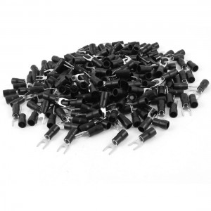 500 x SV3 5 5 Black Pre Insulated Fork Terminal for AWG 14 12 Wire 10 Stud