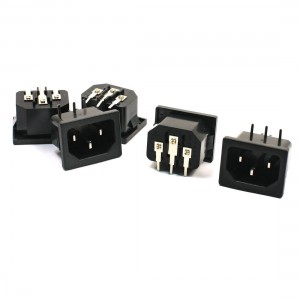 3x2.3x2cm Clamp Type 3P IEC C14 Inlet Plug Socket Black AC250V 10A 5pcs