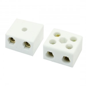 2pcs Dual Way 5 Hole White High Frequency Porcelain Ceramic Terminal Block 30A