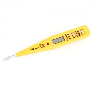 LCD Digital Reset Slotted Screwdriver AC DC Voltage Tester Yellow 12-250V