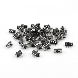50 Pcs On/Off/On DPDT 2P2T 6 Pin Vertical Mini DIP Slide Switch 9x4x3.5mm