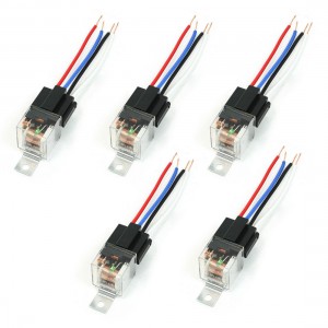 DC12V 40A 4P Socket 4 Wires Green Indicator Light N/O SPST Auto Car Relay 5 PCS