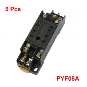 5pcs 8 Pin Plug 3mm Din Rail Power Relay Socket Base Holder PYF08A for HH52P