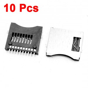 10 Pcs PCB Mount Pull-Out Type Micro SD Card Sockets 12mm x 13.5mm x 1.8mm