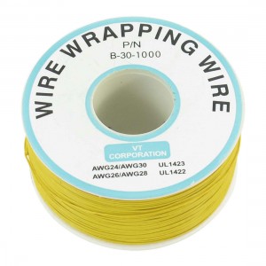 PCB Solder Yellow Flexible 0.25mm Core Dia 30AWG Wire Wrapping Wrap 820Ft