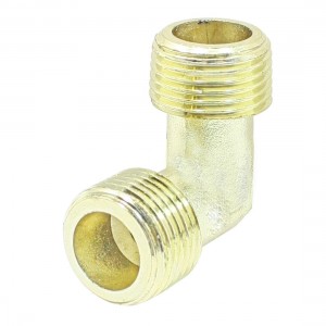 Gold Tone 16.5mm Dia 90 Degree Male Elbow Connector for Air Compressor