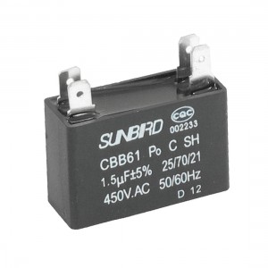 CBB61 AC 450V 1.5uF 4 Pins Air Conditioner Motor Capacitor Black