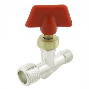 Red Handle T Shaped 1/8" PT Male to 1/4" PT Male Thread Gas Valve