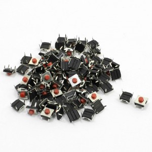 100 Pcs 6 x 6 x 3.4mm 4 Pin PCB Through Hole Mount Tact Switch SPST