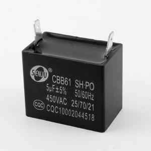 CBB61 5uF 450VAC 50/60Hz Nonpolar Motor Capacitor Black