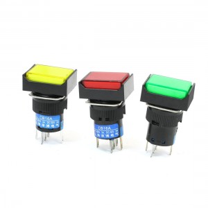 Momentary NO NC Neon Light Rectangle Pushbutton Switch DC 24V 3Pcs