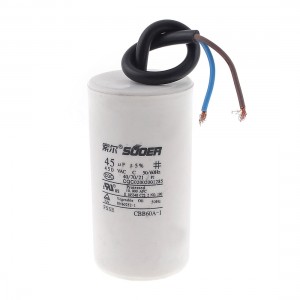 CBB60A-1 Washing Machine Polypropylene Film Motor Capacitor 45uF 450V AC