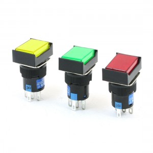 3Pcs NO NC Light Sign Rectangle Self Lock Push Button Switch DC 24V