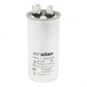 Cylindrical Non Polar Anti Explosion Type Air Conditioner Capacitor 20uF 450V