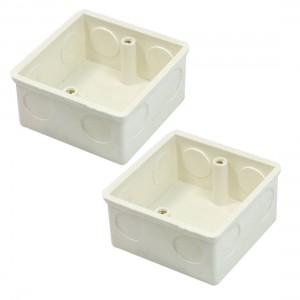 2 Pcs 77x77x38mm White PVC Flush-Type Wall Mounted Single Gang Junction Box