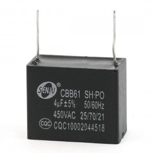 Fan CBB61 450VAC 2 Terminals 4uF Polypropylene Film Motor Capacitor