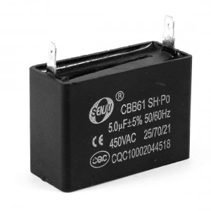 Metallized Polypropylene Film 2 Pin Motor Fan Run Capacitor 450VAC 5uF