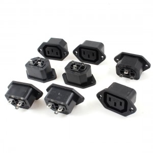 8 Pcs 10A 250VAC 3 Pin Female C13 Power Plug Adapter Connector Black