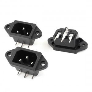 AC250V 10A 3 Pin IEC320 C14 Inlet Male Plug Power Inlet Socket Black 3 Pcs